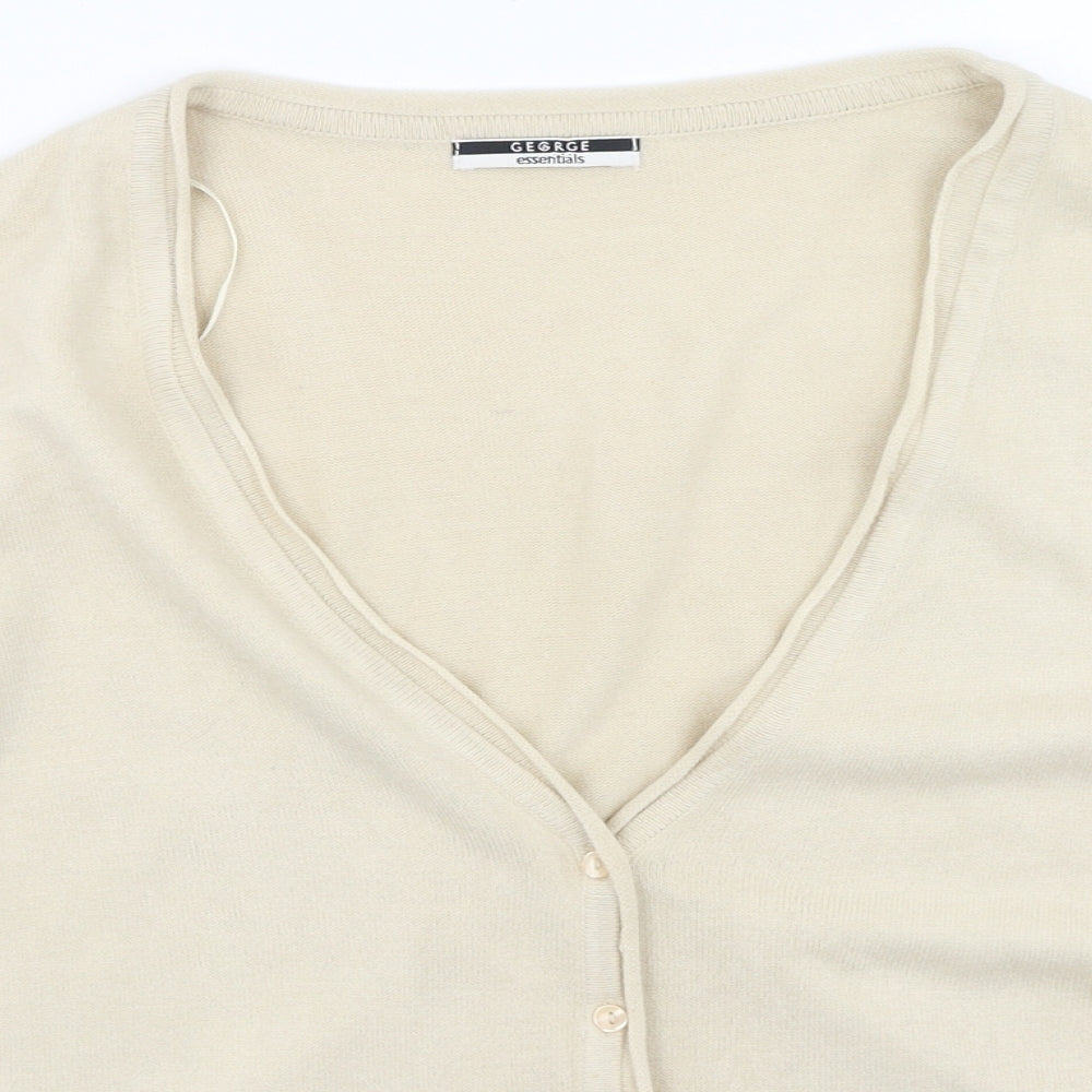 George  Womens Beige V-Neck  Cotton Cardigan Jumper Size 24