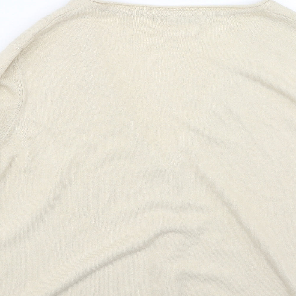 George  Womens Beige V-Neck  Cotton Cardigan Jumper Size 24