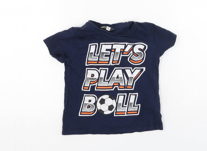 Pep & Co Boys Blue Cotton Basic Casual Size 3-4 Years Round Neck - lets play ball