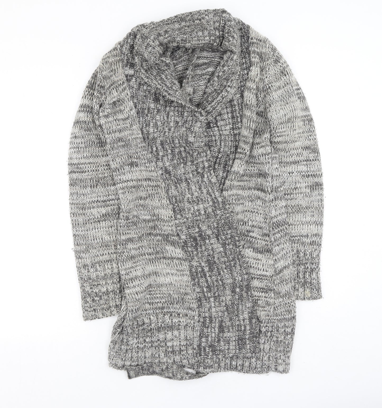 F&F Womens Grey V-Neck  Acrylic Cardigan Jumper Size 8