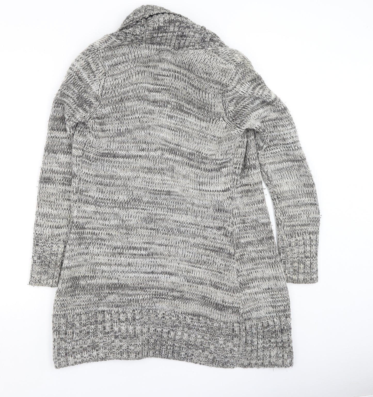 F&F Womens Grey V-Neck  Acrylic Cardigan Jumper Size 8
