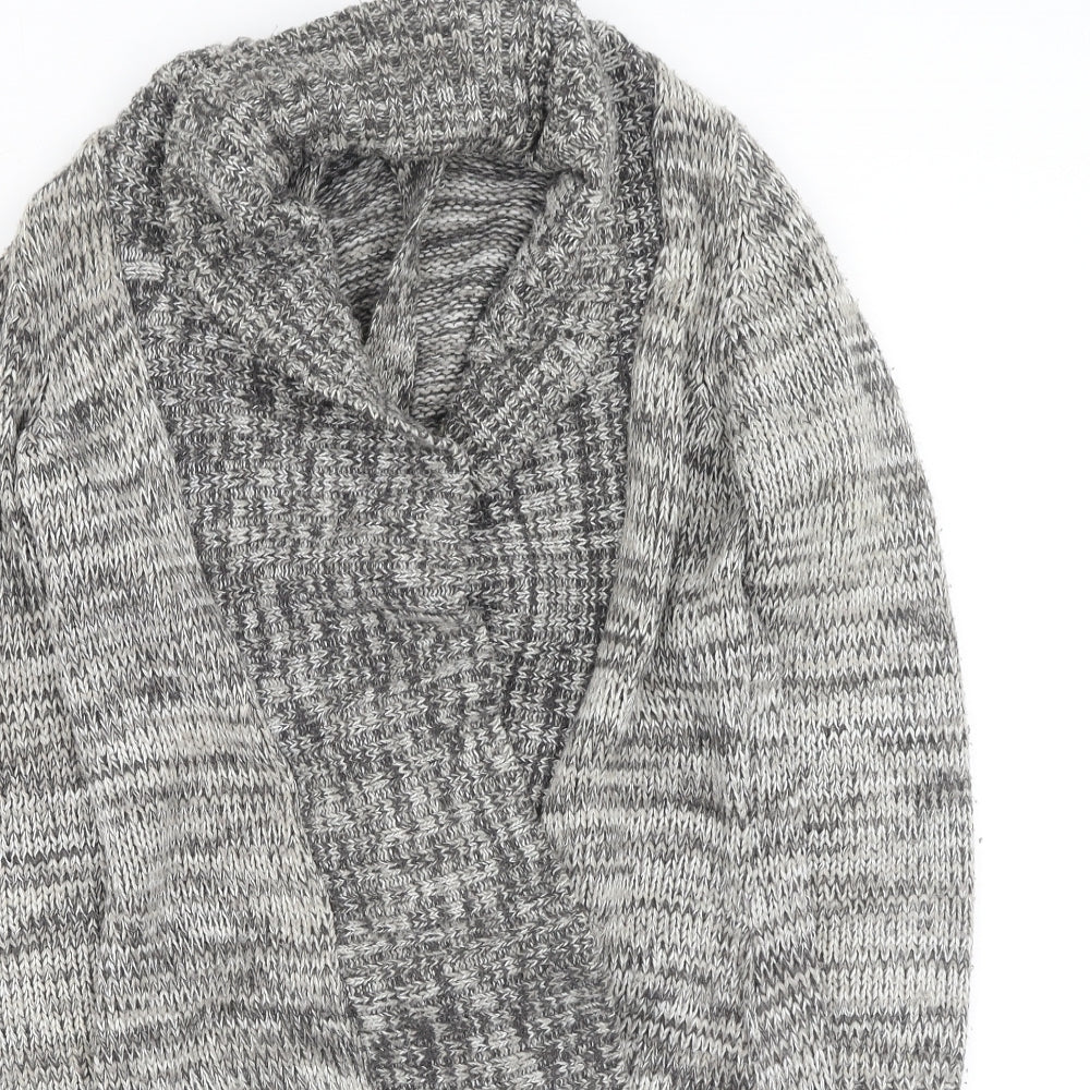 F&F Womens Grey V-Neck  Acrylic Cardigan Jumper Size 8