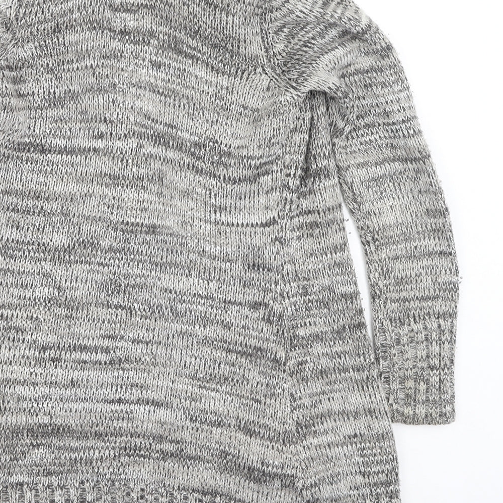 F&F Womens Grey V-Neck  Acrylic Cardigan Jumper Size 8