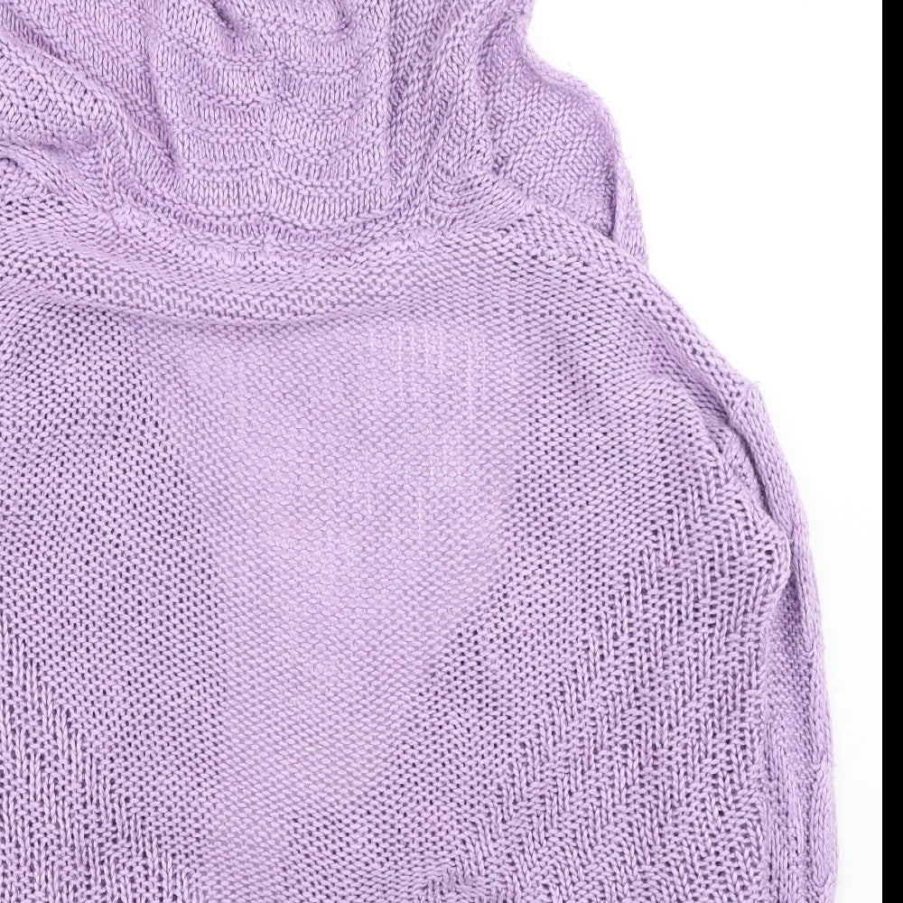 TU Womens Purple V-Neck  Acrylic Cardigan Jumper Size 12