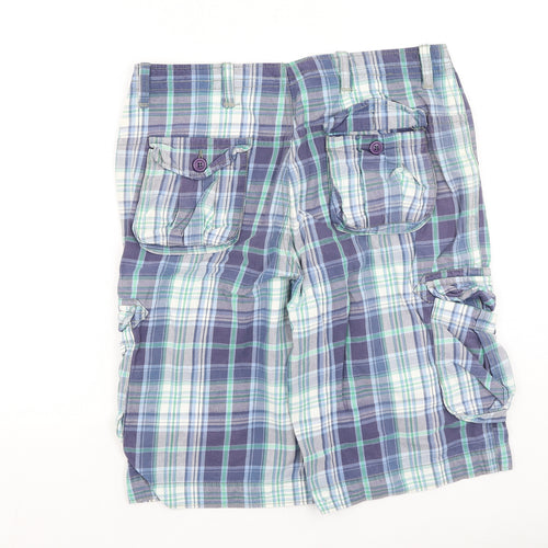 ASOS Mens Blue Plaid Cotton Cargo Shorts Size 32 L12 in Regular  - small stains on front