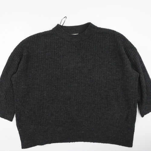H&M Womens Grey Round Neck  Polyester Pullover Jumper Size L