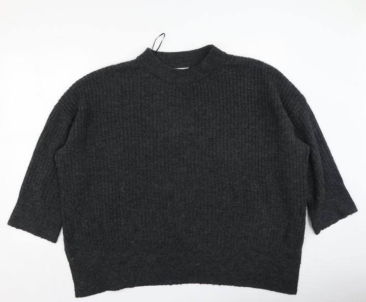 H&M Womens Grey Round Neck  Polyester Pullover Jumper Size L