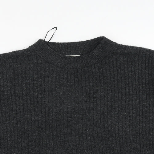 H&M Womens Grey Round Neck  Polyester Pullover Jumper Size L