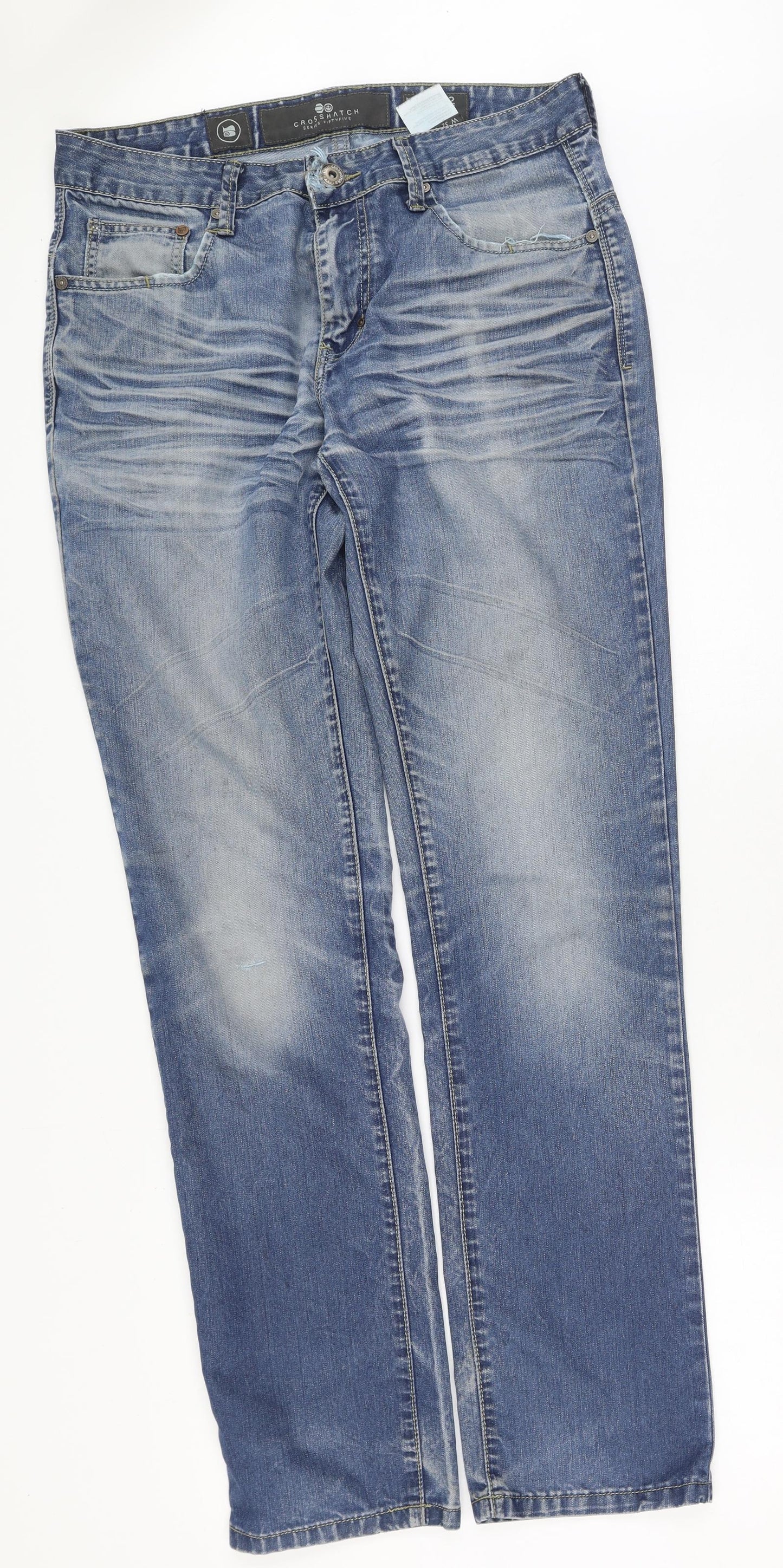 Cross Hatch Mens Blue  Cotton Straight Jeans Size 32 L34 in Regular