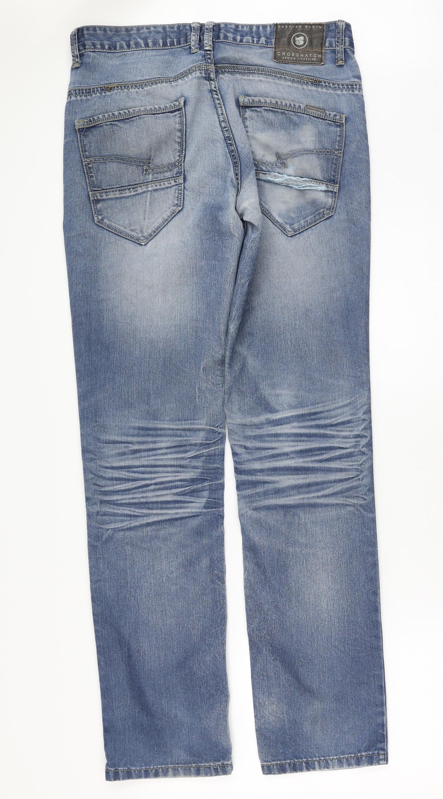 Cross Hatch Mens Blue  Cotton Straight Jeans Size 32 L34 in Regular