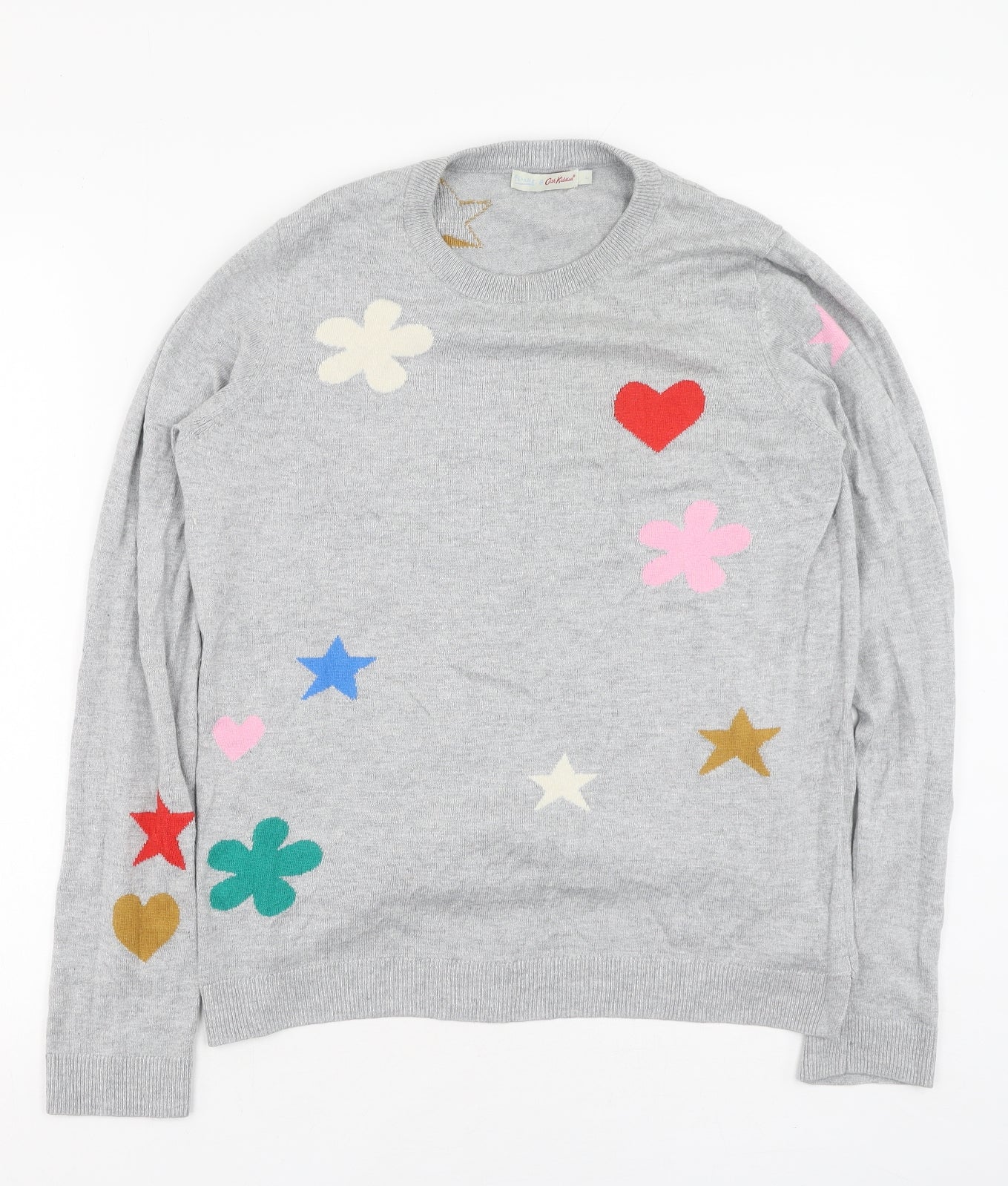 Cath Kidston Womens Grey Round Neck  Cotton Shrug Jumper Size L