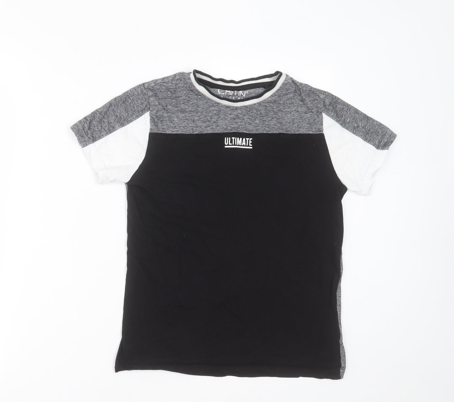 NEXT Boys Black  Cotton Basic T-Shirt Size 12 Years Crew Neck Pullover