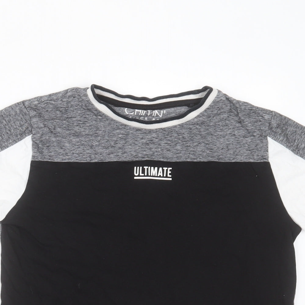 NEXT Boys Black  Cotton Basic T-Shirt Size 12 Years Crew Neck Pullover