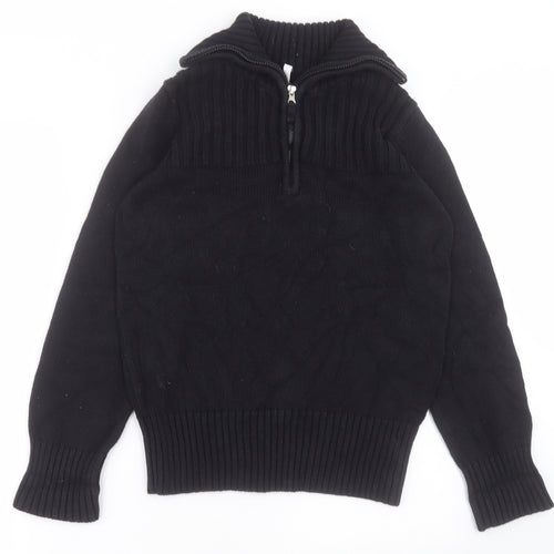 BHS Womens Black High Neck  Cotton Cardigan Jumper Size 10