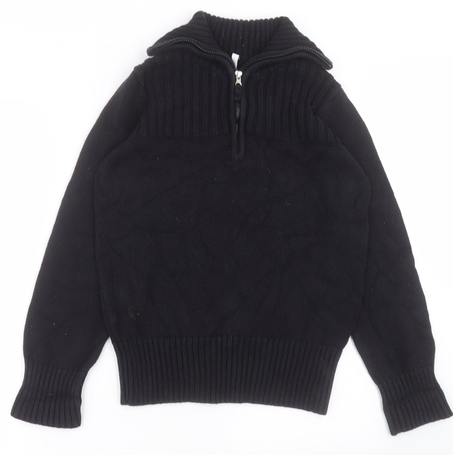BHS Womens Black High Neck  Cotton Cardigan Jumper Size 10
