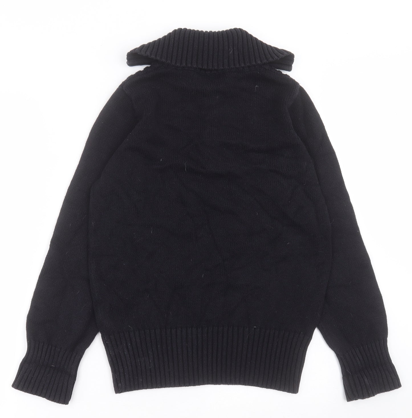 BHS Womens Black High Neck  Cotton Cardigan Jumper Size 10