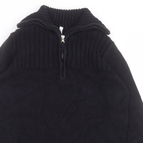 BHS Womens Black High Neck  Cotton Cardigan Jumper Size 10