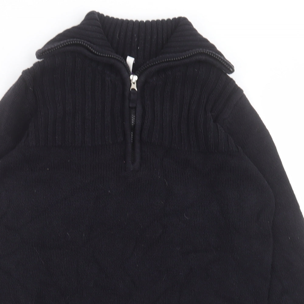 BHS Womens Black High Neck  Cotton Cardigan Jumper Size 10