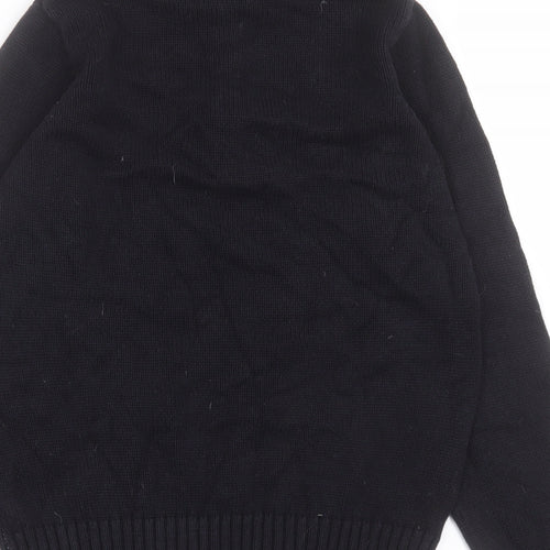 BHS Womens Black High Neck  Cotton Cardigan Jumper Size 10