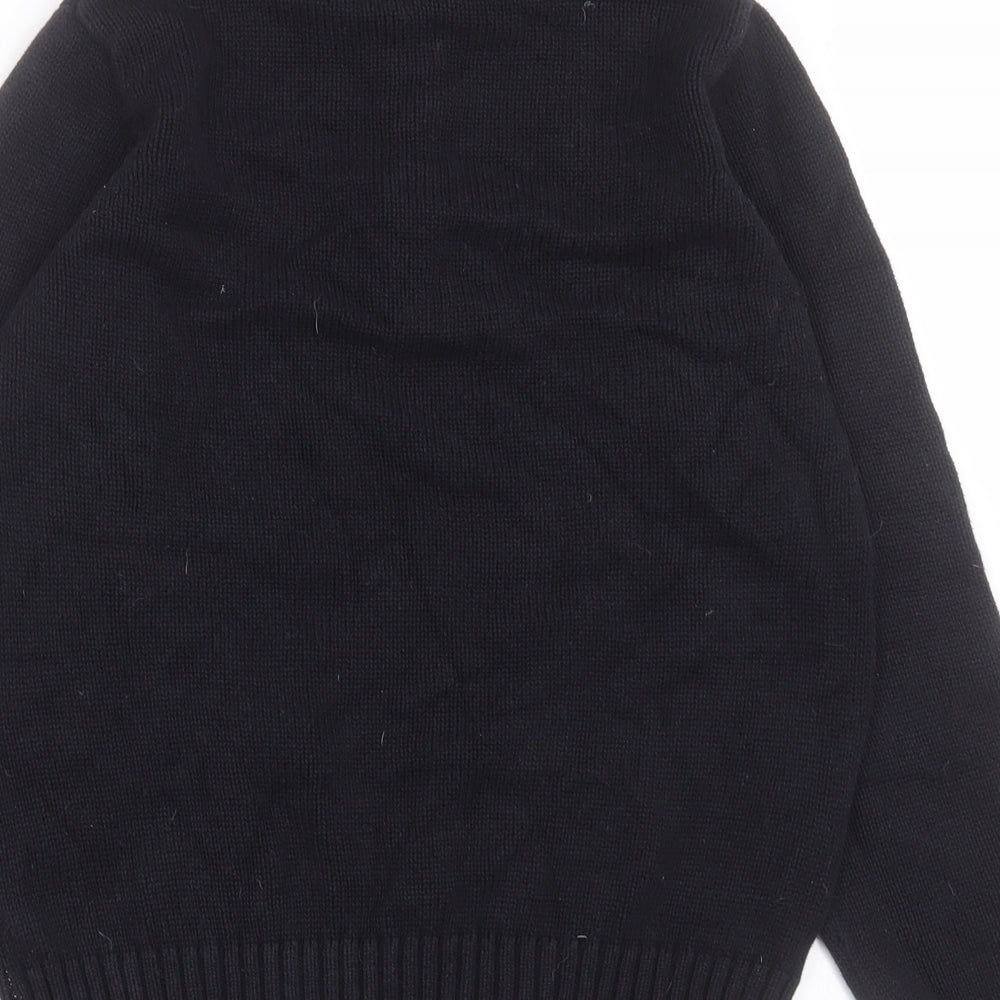 BHS Womens Black High Neck  Cotton Cardigan Jumper Size 10