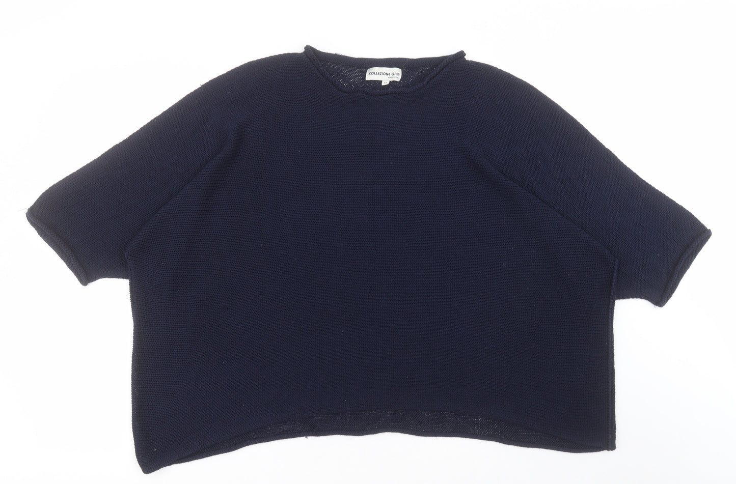 Collezione Gaia Womens Blue Boat Neck  Acrylic Pullover Jumper Size 2XL