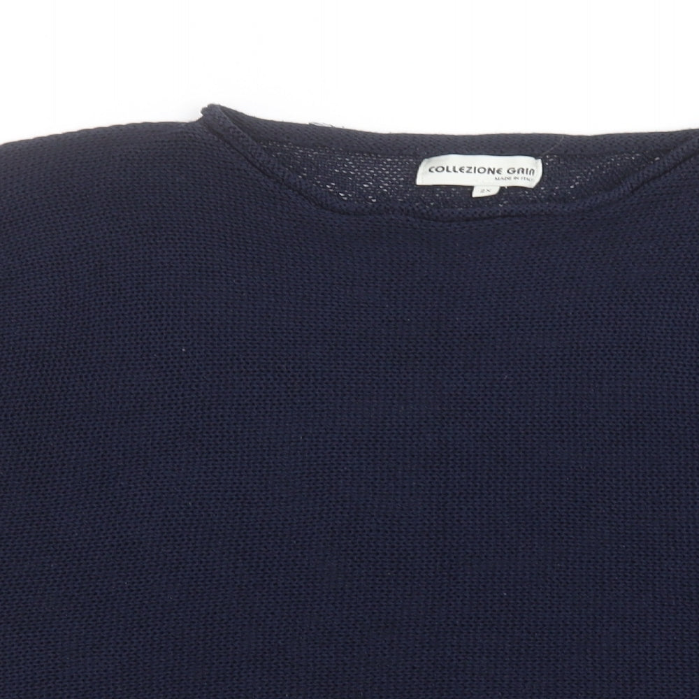 Collezione Gaia Womens Blue Boat Neck  Acrylic Pullover Jumper Size 2XL