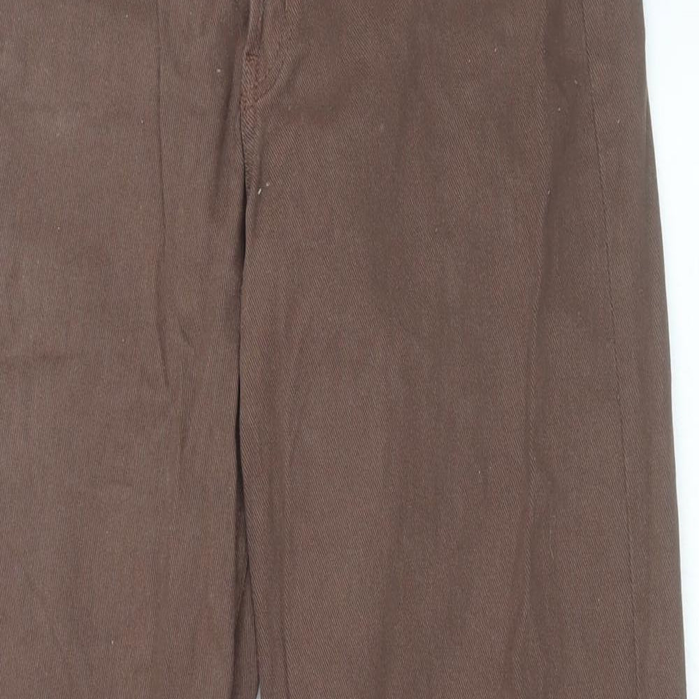 H&M Womens Brown  Cotton Wide-Leg Jeans Size 8 L30 in Regular Button