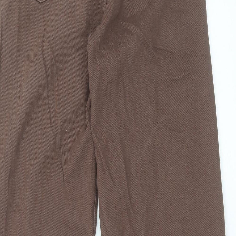 H&M Womens Brown  Cotton Wide-Leg Jeans Size 8 L30 in Regular Button