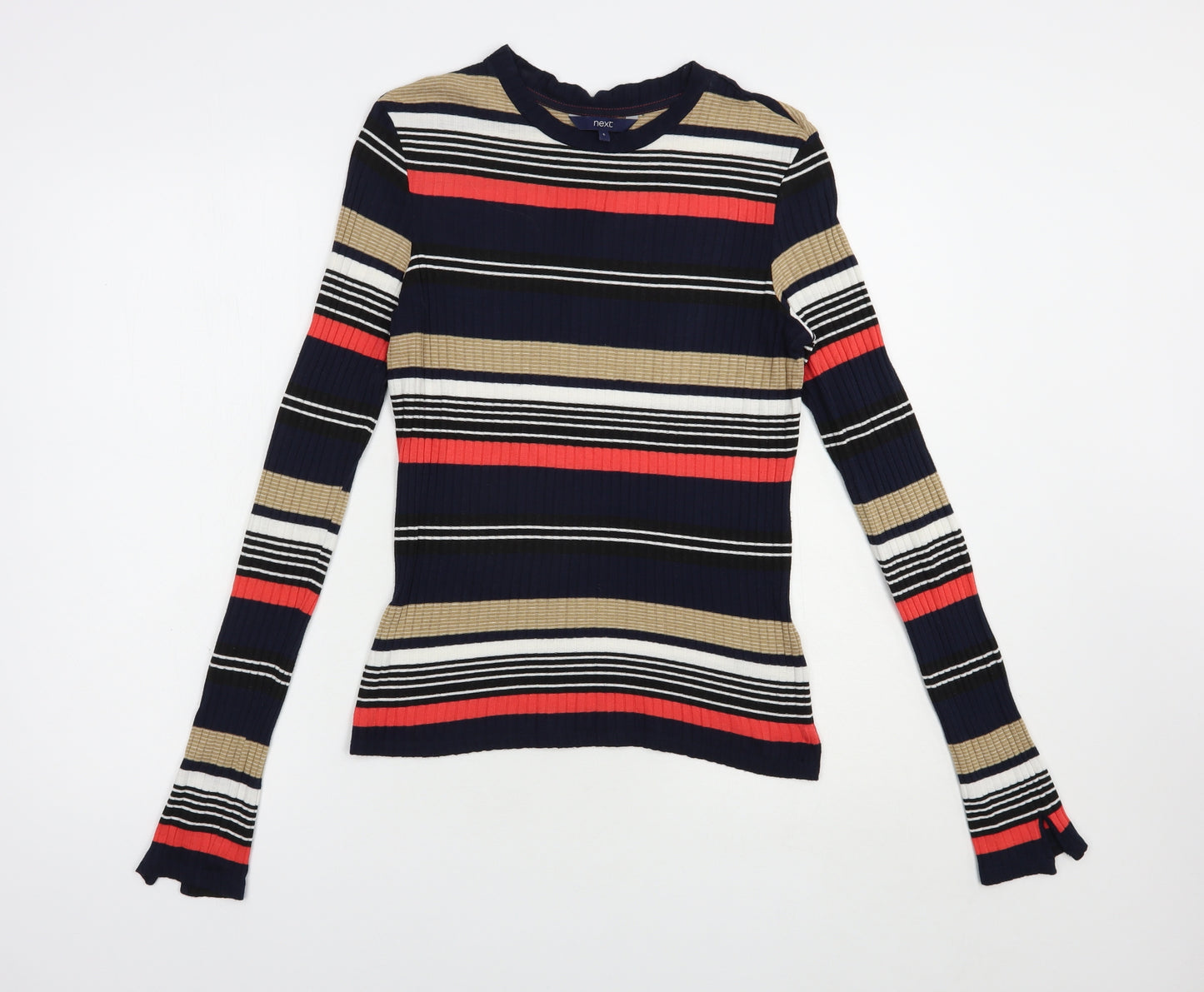 Newxt Womens Multicoloured Striped Viscose Basic Blouse Size 6 Crew Neck