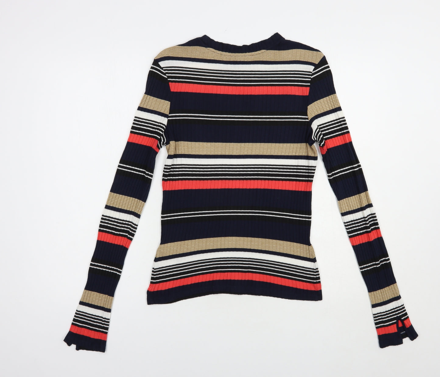 Newxt Womens Multicoloured Striped Viscose Basic Blouse Size 6 Crew Neck