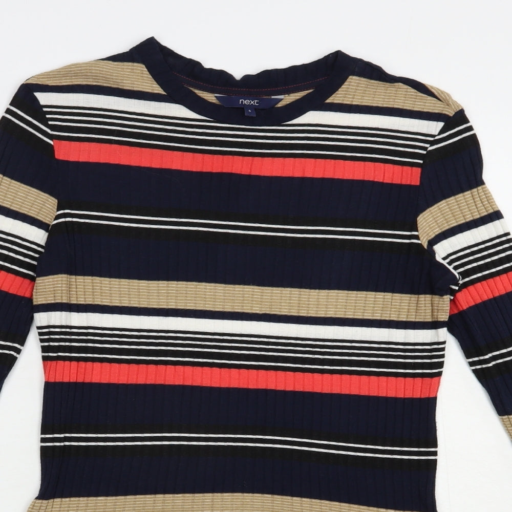 Newxt Womens Multicoloured Striped Viscose Basic Blouse Size 6 Crew Neck