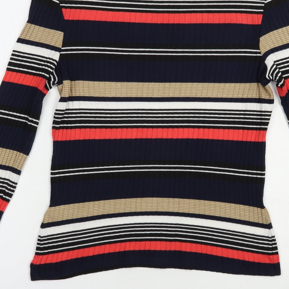 Newxt Womens Multicoloured Striped Viscose Basic Blouse Size 6 Crew Neck