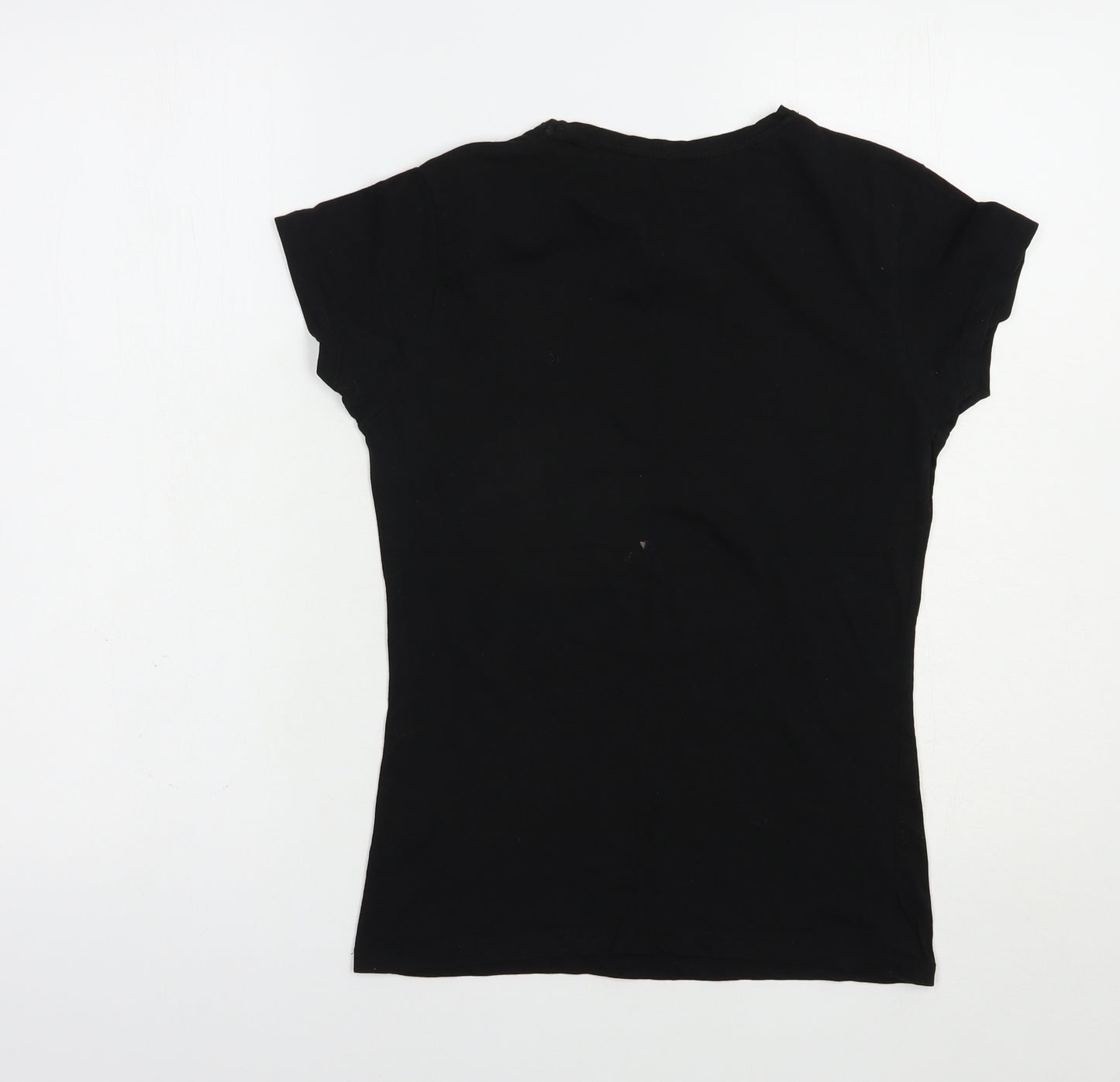 Primark Womens Black  Cotton Basic T-Shirt Size 8 Crew Neck - Skull
