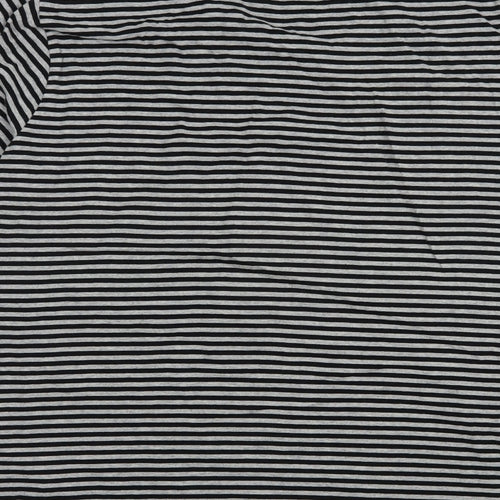 Jeff Banks Mens Grey Striped Cotton  T-Shirt Size L Crew Neck