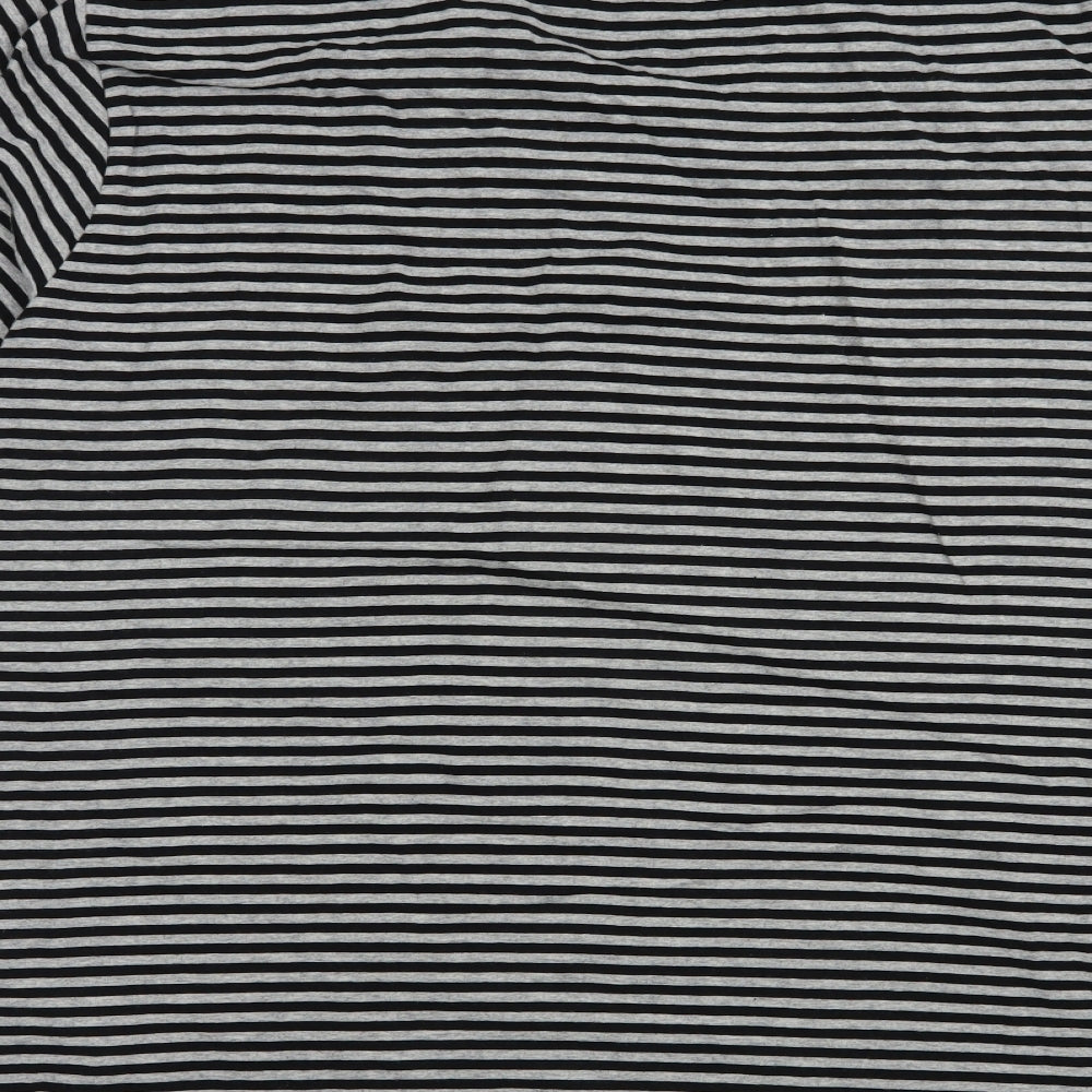 Jeff Banks Mens Grey Striped Cotton  T-Shirt Size L Crew Neck