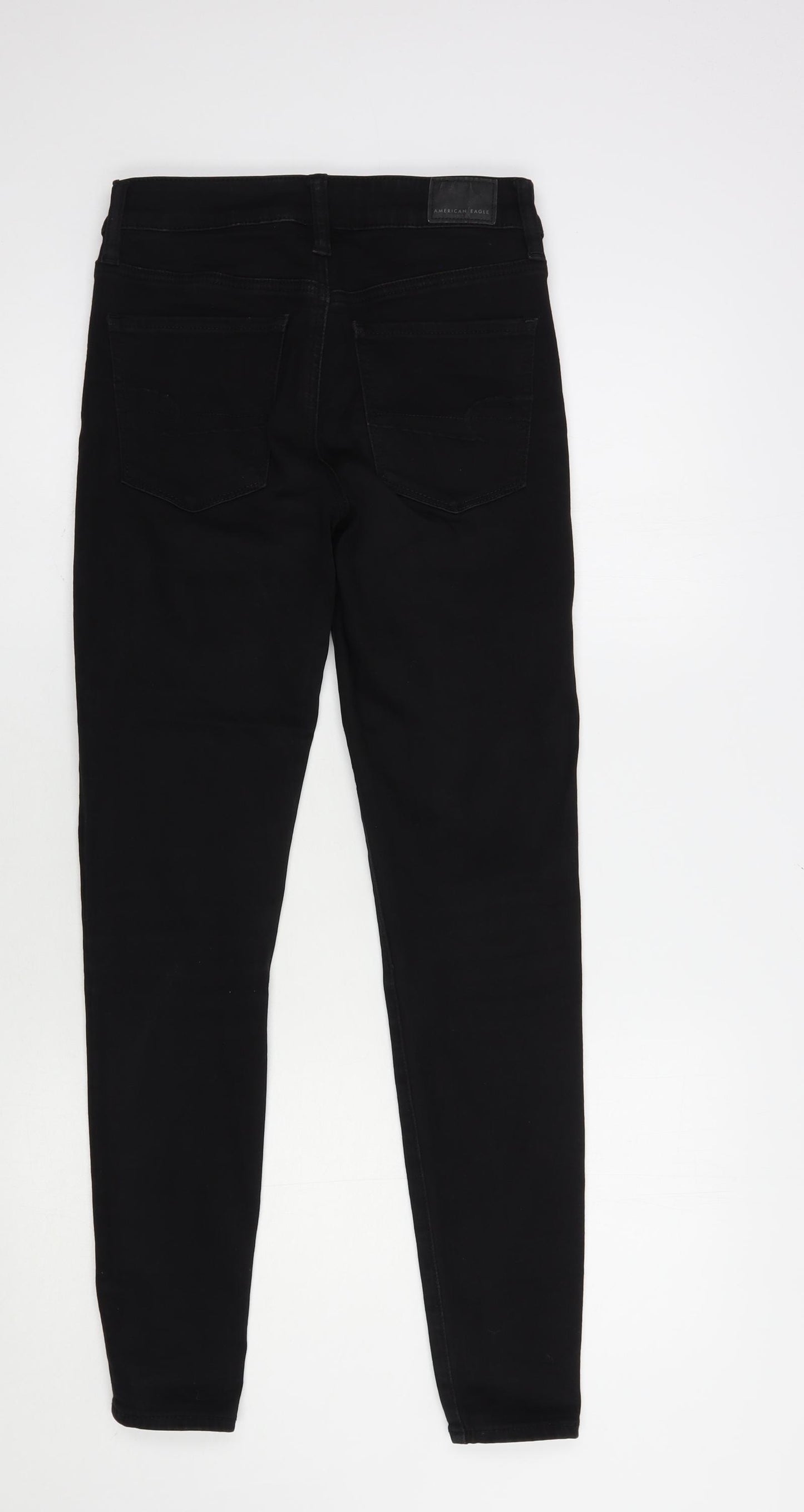 American Eagle Womens Black  Cotton Skinny Jeans Size 6 L30 in Regular Button