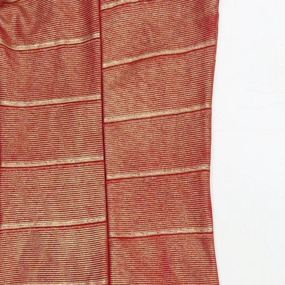 Parisian Collection Womens Red Striped Polyester Bodycon  Size 10  V-Neck Zip