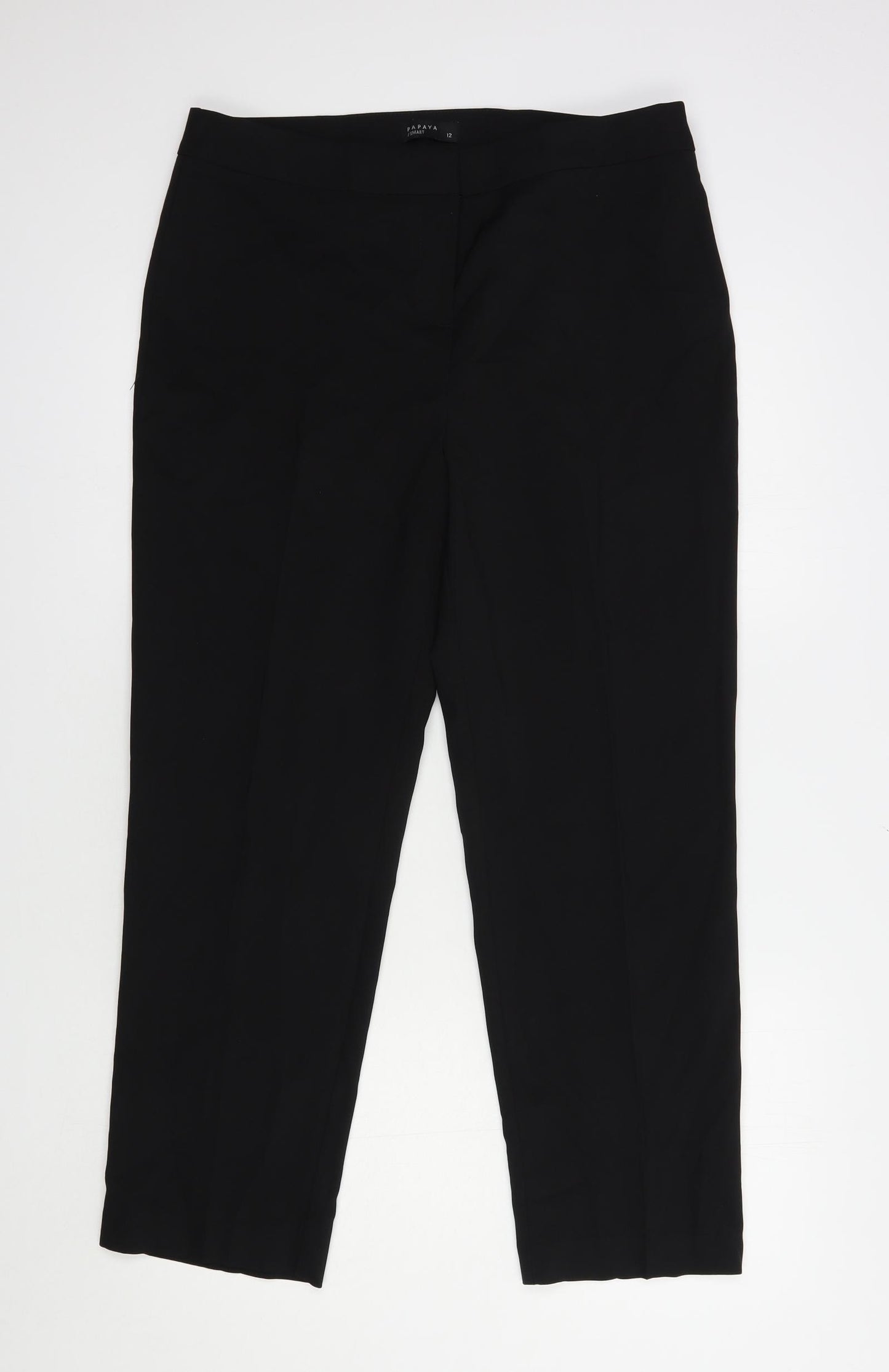 Papaya Womens Black  Polyester Dress Pants Trousers Size 12 L28 in Regular Button