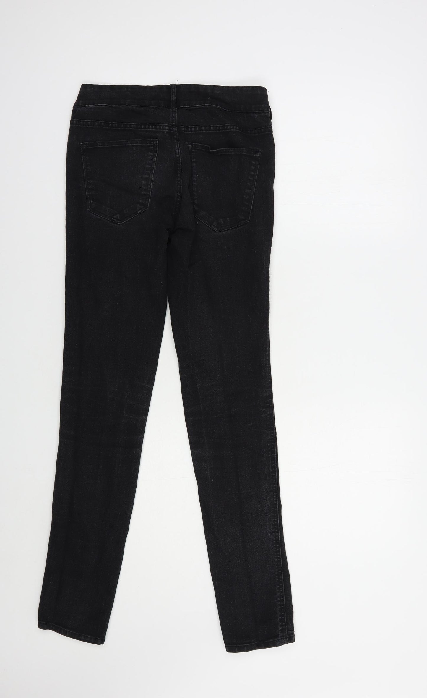 H&M Womens Black  Cotton Skinny Jeans Size 8 L32 in Regular Button