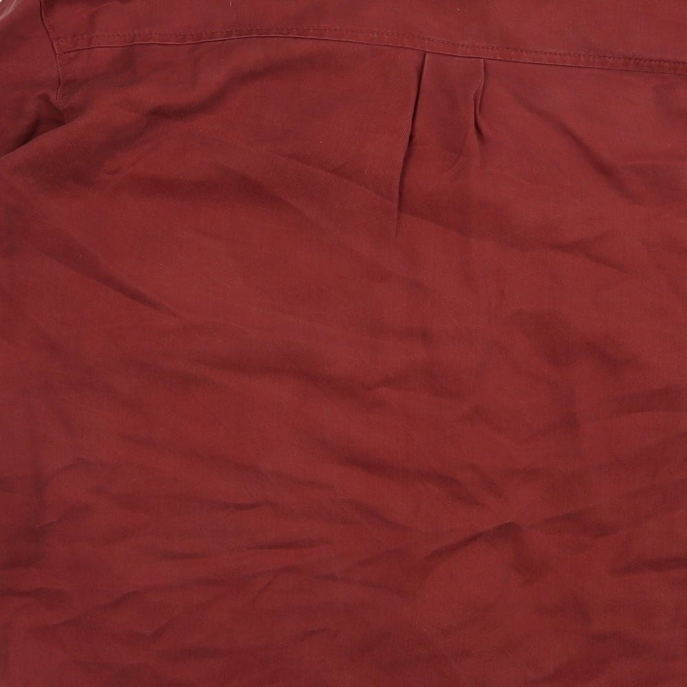 Primark Womens Red  Lyocell Basic Button-Up Size 10 Collared