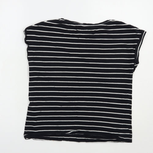 Dorothy Perkins Womens Blue Striped Cotton Basic T-Shirt Size 10 Crew Neck