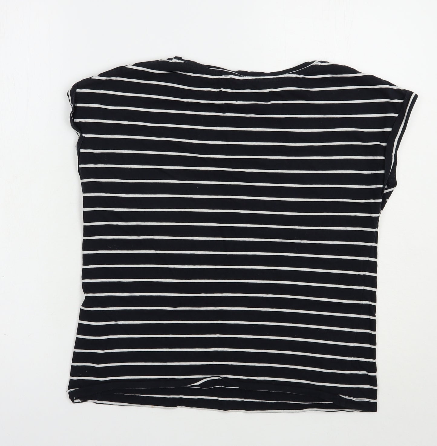 Dorothy Perkins Womens Blue Striped Cotton Basic T-Shirt Size 10 Crew Neck