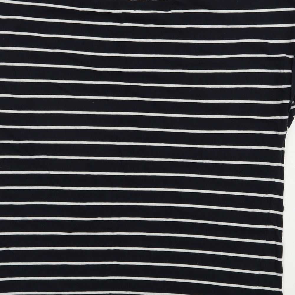 Dorothy Perkins Womens Blue Striped Cotton Basic T-Shirt Size 10 Crew Neck
