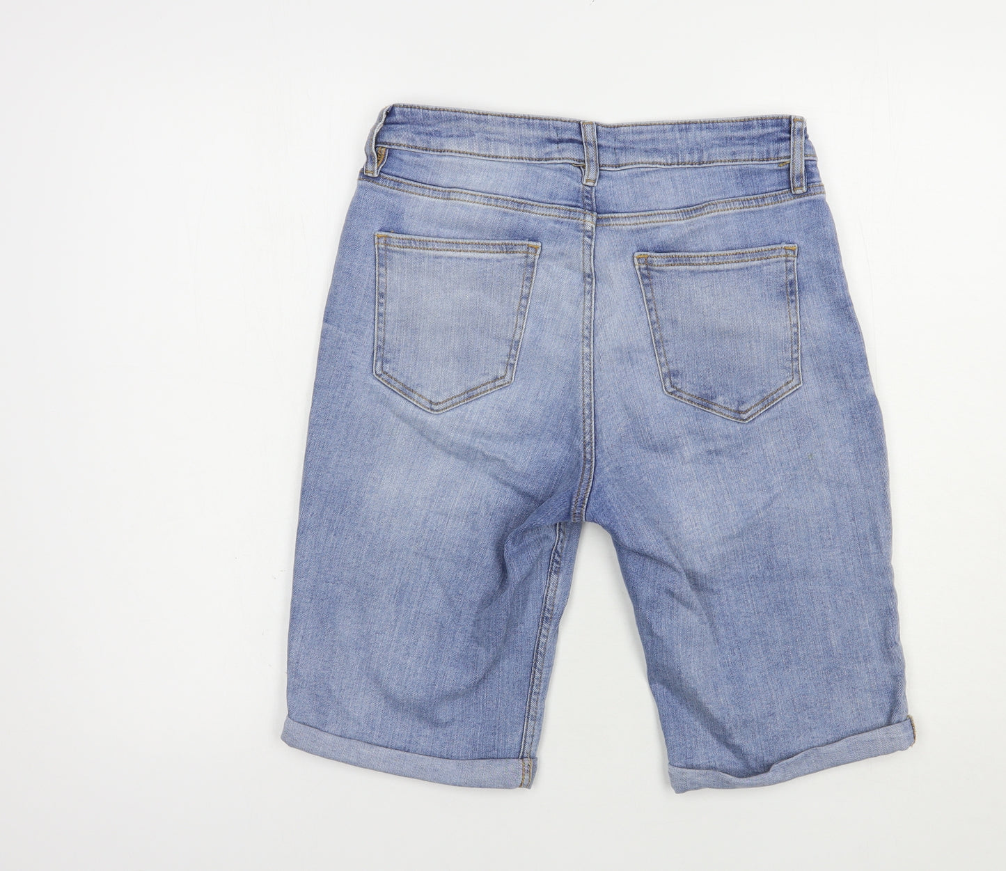 F&F Womens Blue  Cotton Chino Shorts Size 10 L12 in Regular Button