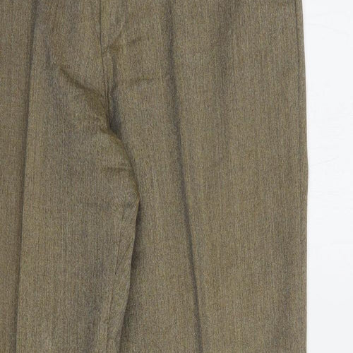 Baumler Mens Beige  Wool Dress Pants Trousers Size 32 in L32 in Regular Button