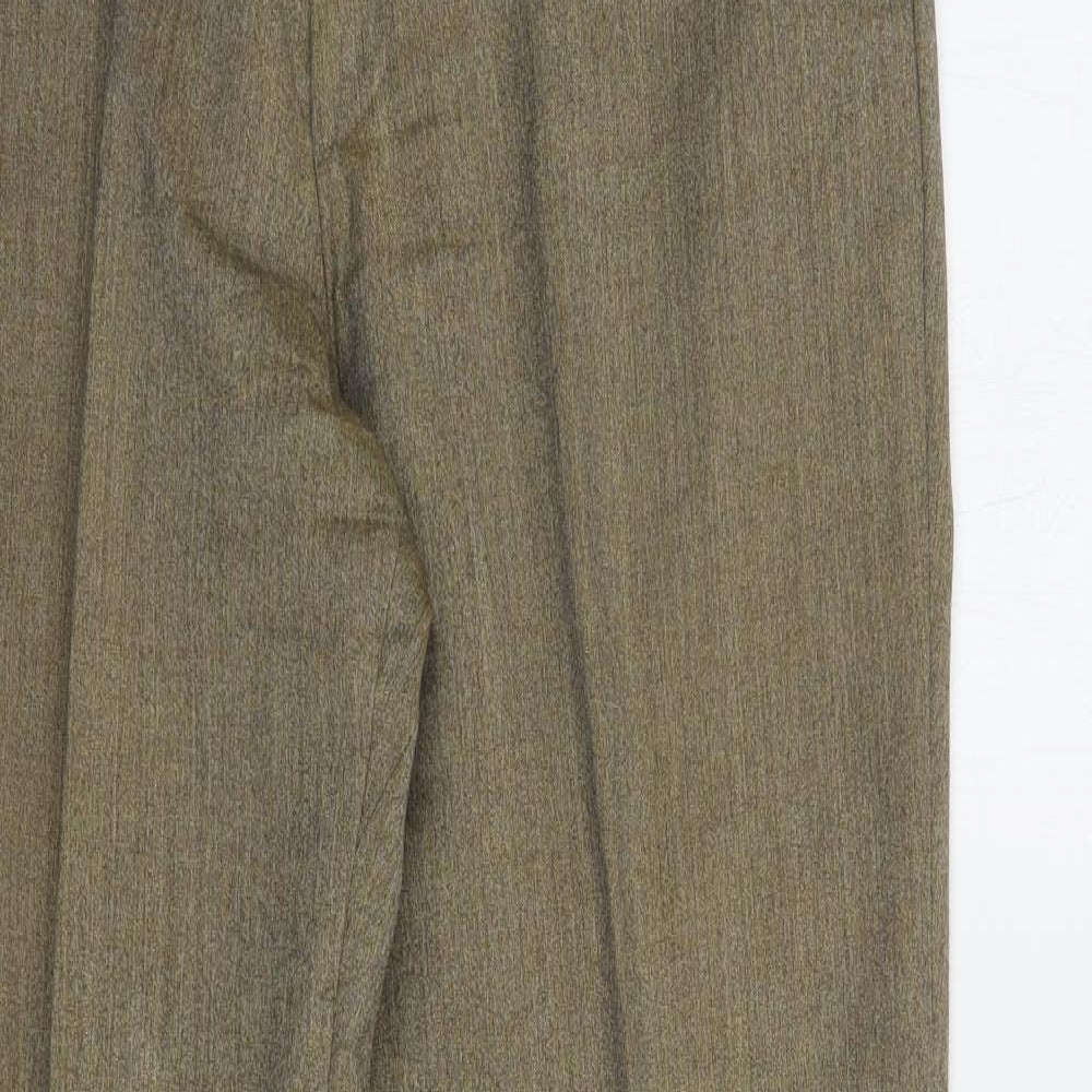 Baumler Mens Beige  Wool Dress Pants Trousers Size 32 in L32 in Regular Button