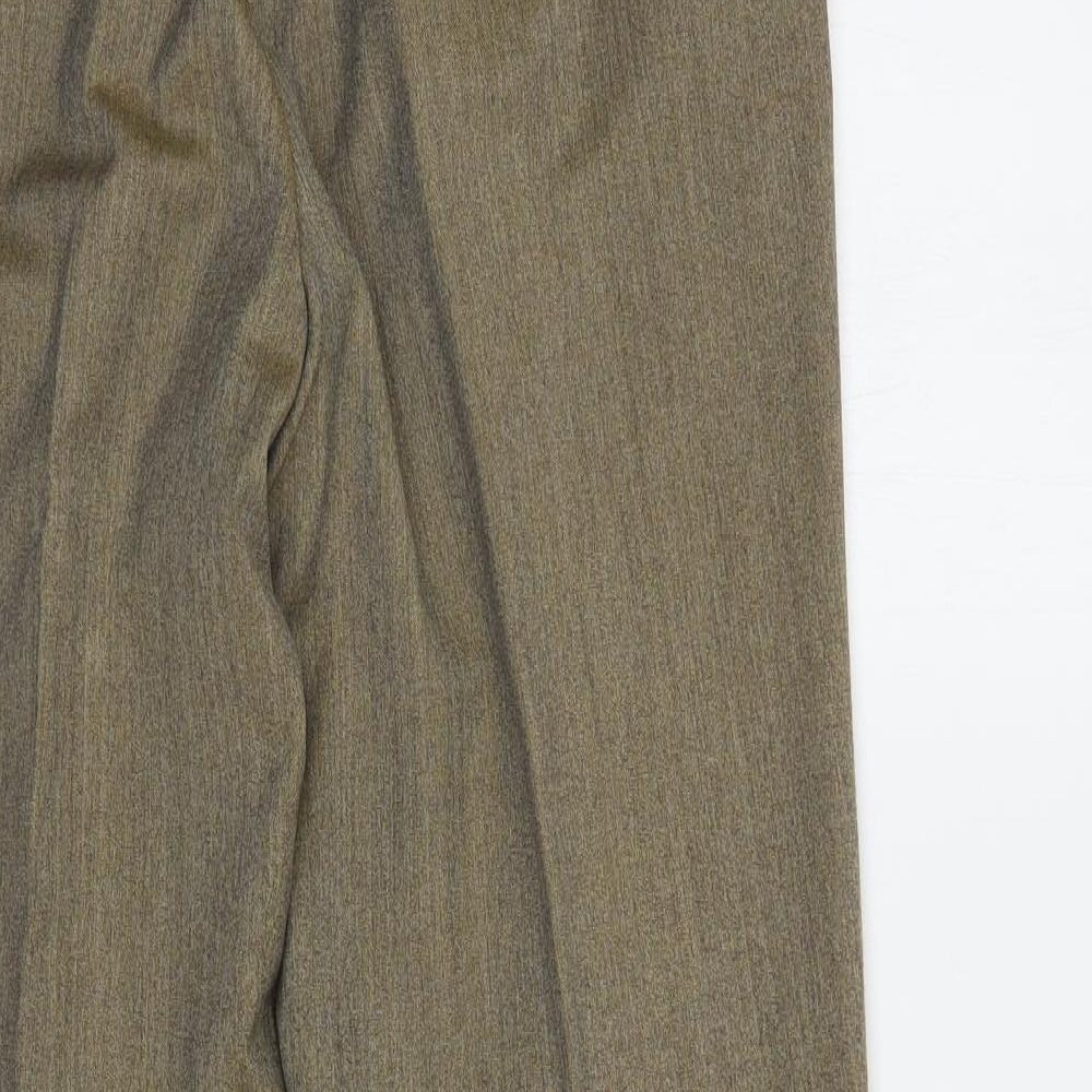 Baumler Mens Beige  Wool Dress Pants Trousers Size 32 in L32 in Regular Button