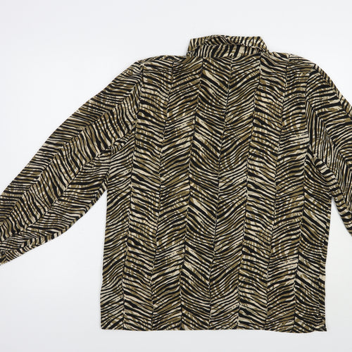 Instyle Womens Brown Animal Print Polyester Basic Button-Up Size 14 Collared