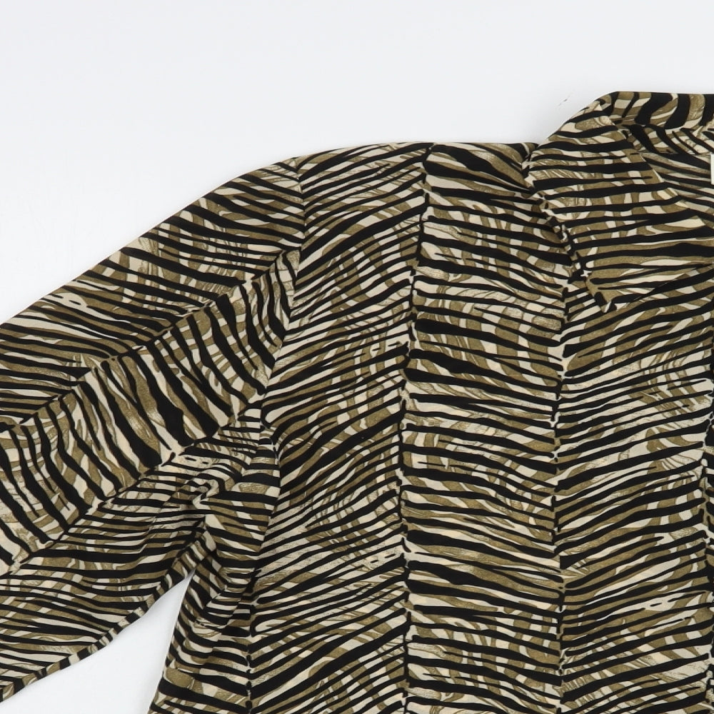 Instyle Womens Brown Animal Print Polyester Basic Button-Up Size 14 Collared