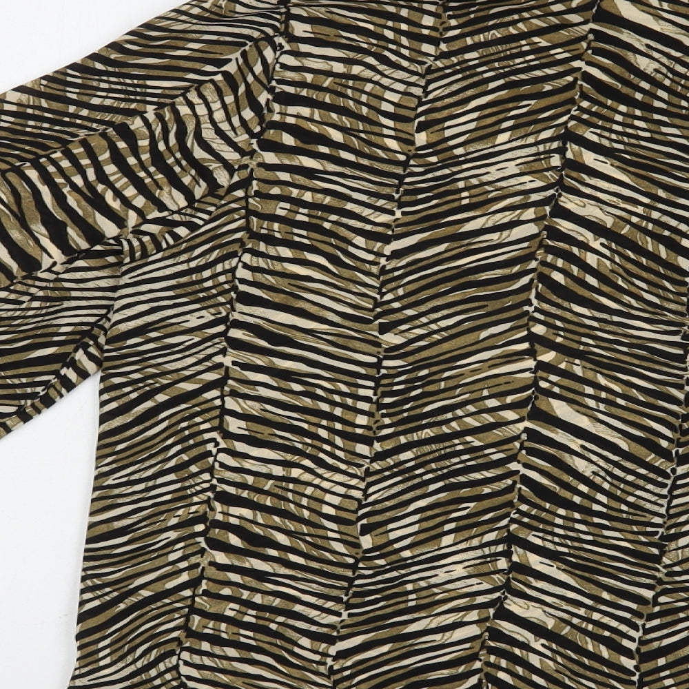 Instyle Womens Brown Animal Print Polyester Basic Button-Up Size 14 Collared